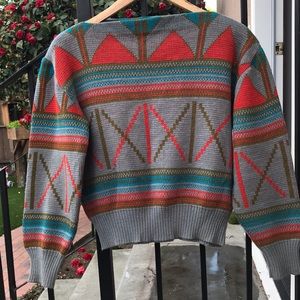 Vintage geometric cropped women's sweater